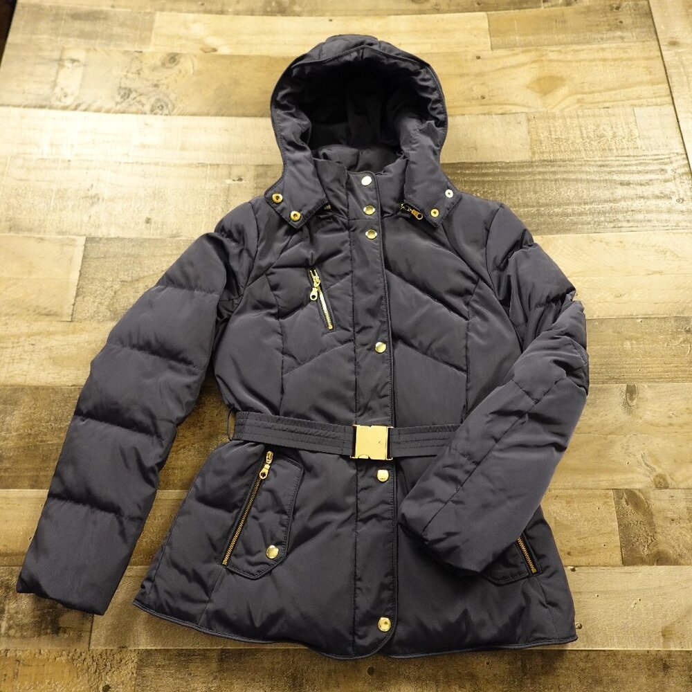 Cole Haan belted down puffer jacket‎ women's small navy